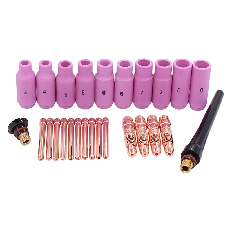 

TIG Welding Torch Consumables Accessories Kit Collet Body Nozzle Back Cup For WP17 WP-17 Set Of 26