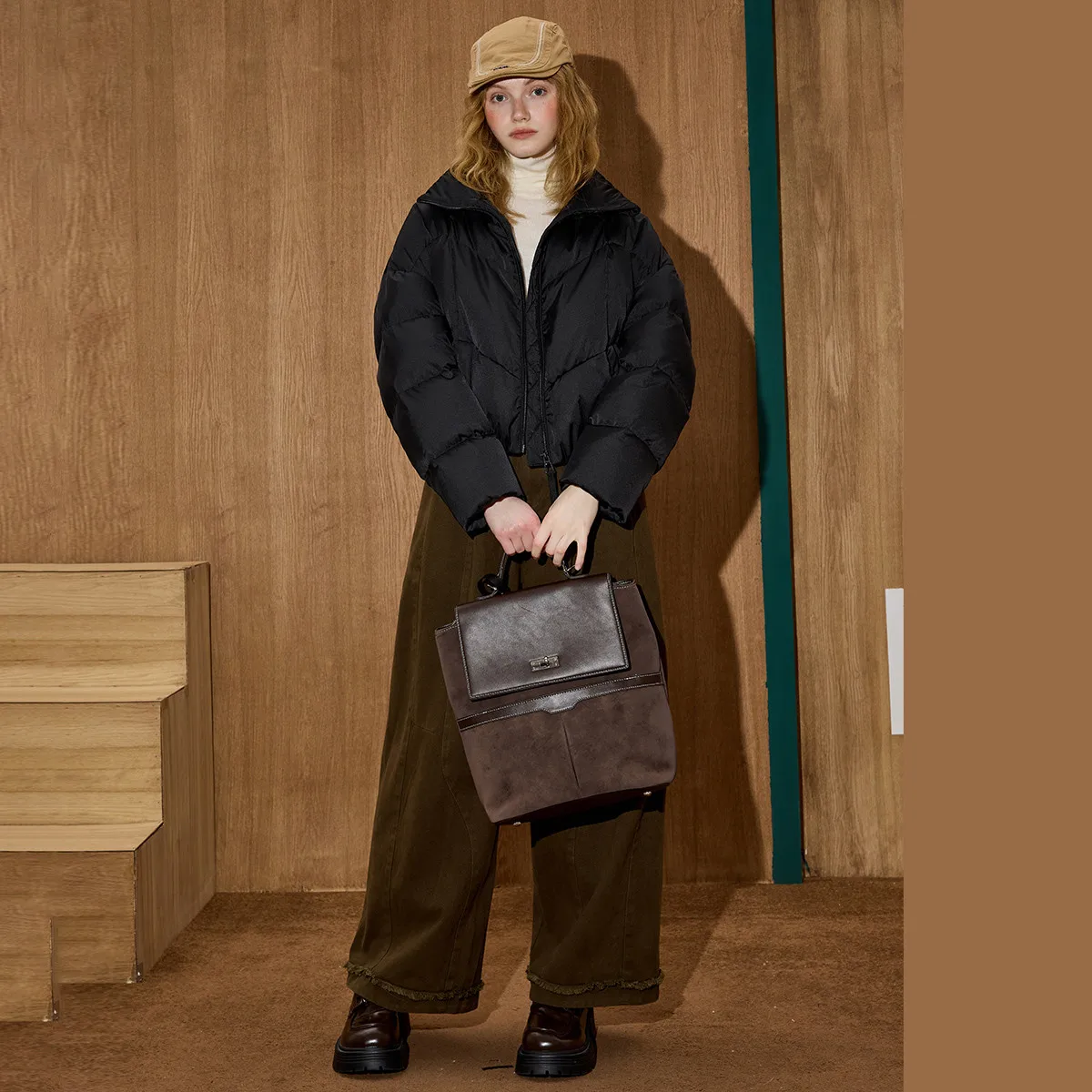 2025 الشتاء المرأة 90% أسفل ملء سترة منفوخة الوقوف طوق بلون سترة المتضخم فضفاضة تناسب معطف تنوعا نفخة الأكمام #4