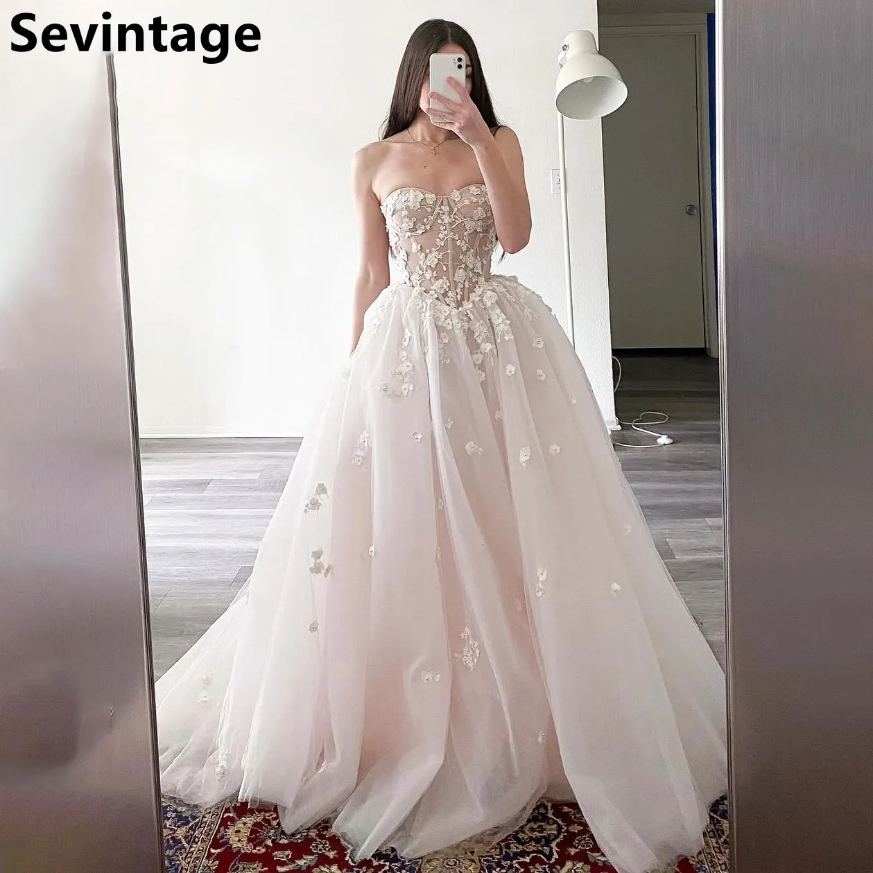 Sevintage Customized 2025 New Fashion Ivory A Line Wedding Dress Sweetheart Appliques Lace Bridal Gowns Vestidos De Novia