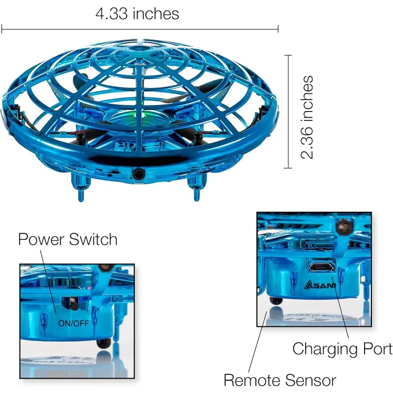 子供用手動ミニおもちゃドローン、LED付きアップグレードUFOフライングボールおもちゃ、USB充電式屋内ドローン