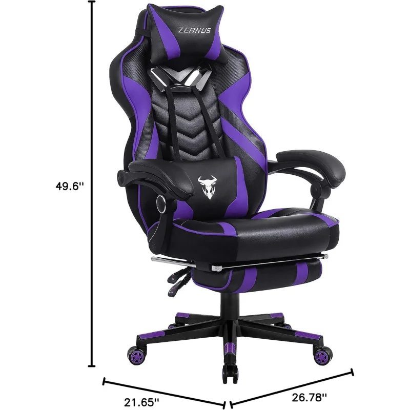 Gaming Chair Reclining Computer Chair w/ Footrest High Back Gamer Chair w/Massage Large Gaming Chair Racing Style Chair