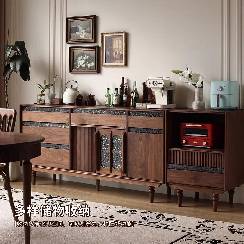 Medieval French side cabinet North American black walnut tea living room storage TV side cabinet