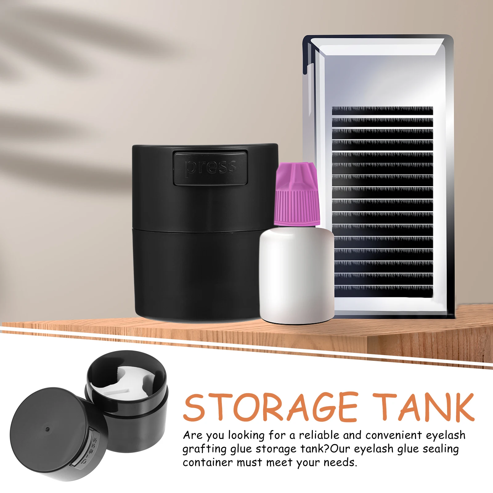 Conteneur de stockage de colle à cils, Type presse blanche, étui scellé pour Extension de cils, résistant à l'humidité, taille de voyage