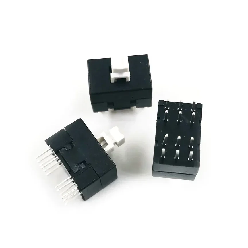 20PCS DC30V / 0.1A Multifunction Mini Switch Double Row 12-pin Self-locking 8.5x8.5x13mm Square Head Black Double Control Button