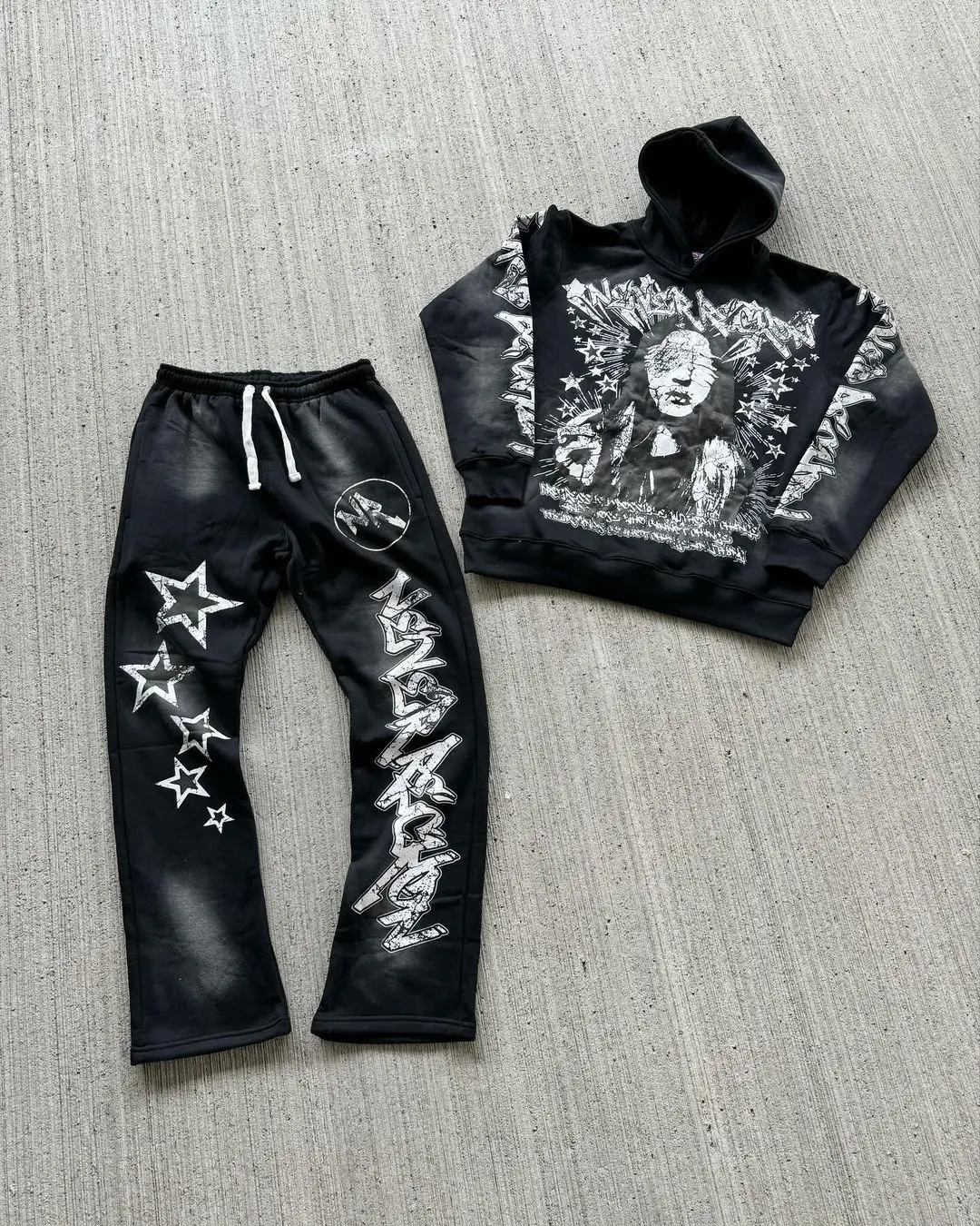 Bluza z nadrukiem garnitur kurtka Harajuku główna ulica na co dzień luźny kombinezon czas wolny sport ubrania dla par dresów dresowych mężczyzn