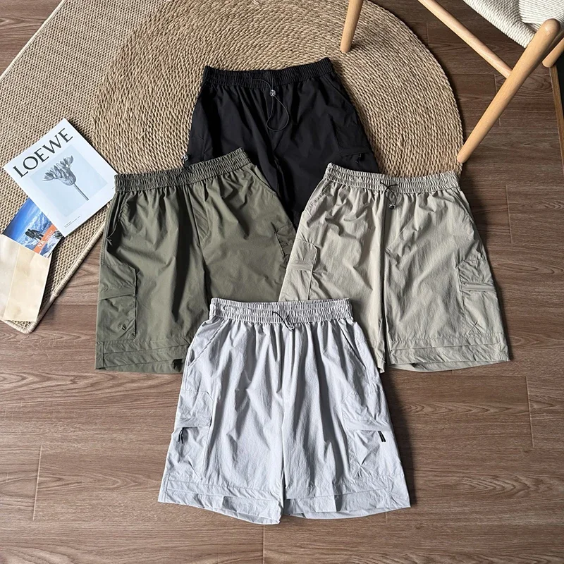 

Men's Cargo Shorts Summer Quick Dry Lightweight 5 Point Shorts Solid Color Waterproof Outdoor Casual Beach Shorts Unisex