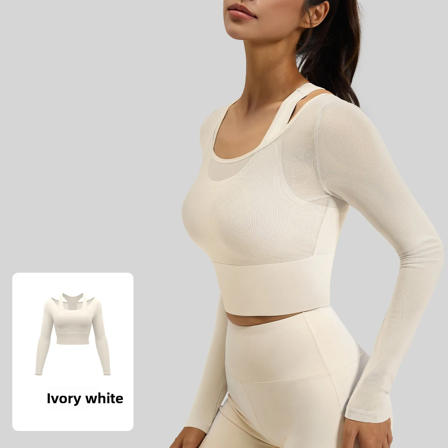 Yoga Clothes Autumn and Winter Sports Tops with Chest Pads Tight-fitting Slimming Long-sleeved Stylish Training Fitness Gym Top