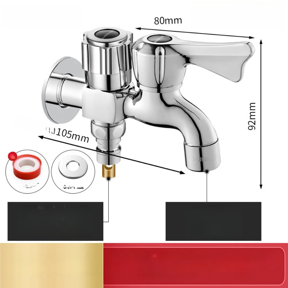 

Полностью медный сверхмощный смеситель для стиральной машины с двумя портами для домашнего использования, шланг для наружного использования и садовая стирка, размер 15x10x5 см