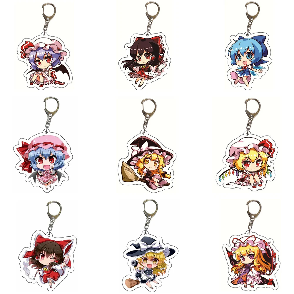 Anime TouHou Project Keychain Cartoon Hakurei Reimu Acrylic Bag Keyring Pendant Cosplay Accessory