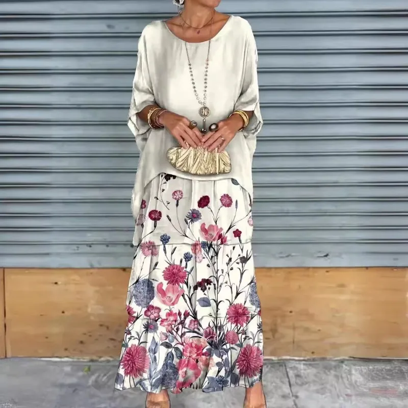 

Женское винтажное богемное платье с коротким рукавом, круглым вырезом и оборками