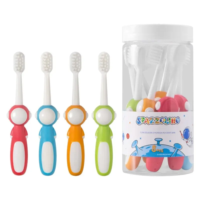 8 Childrens Bucket Soft Bristled Toothbrushes Cartoon Image Anti Slip Brush Handle Soft Bristled Toothbrush