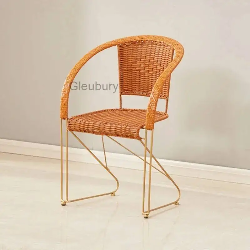 Sillón hinchable de ratán tejido, respaldo ajustable, silla de escritorio de estudio para balcón interior y exterior