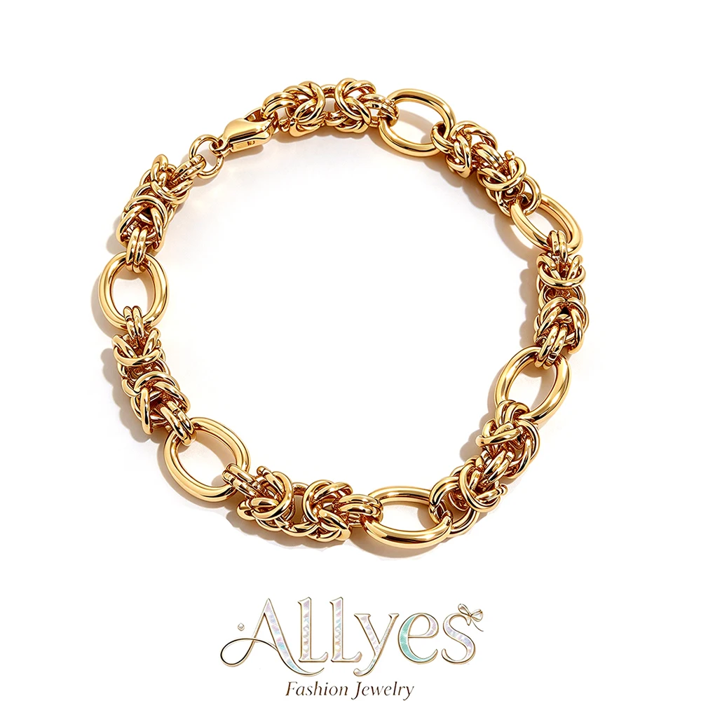 Vintage Geometric Thick Chain Bracelet for Women Chic Gold Plated Stainless Steel Wristband Bracelets Waterproof Jewelry