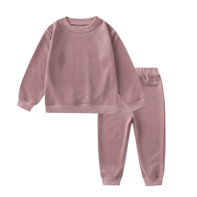 

Spring 2-6Yrs Kids Clothing Suit Long Sleeved Cotton Solid Color T-shirt+Pants Baby Girl Boys Clothes Set