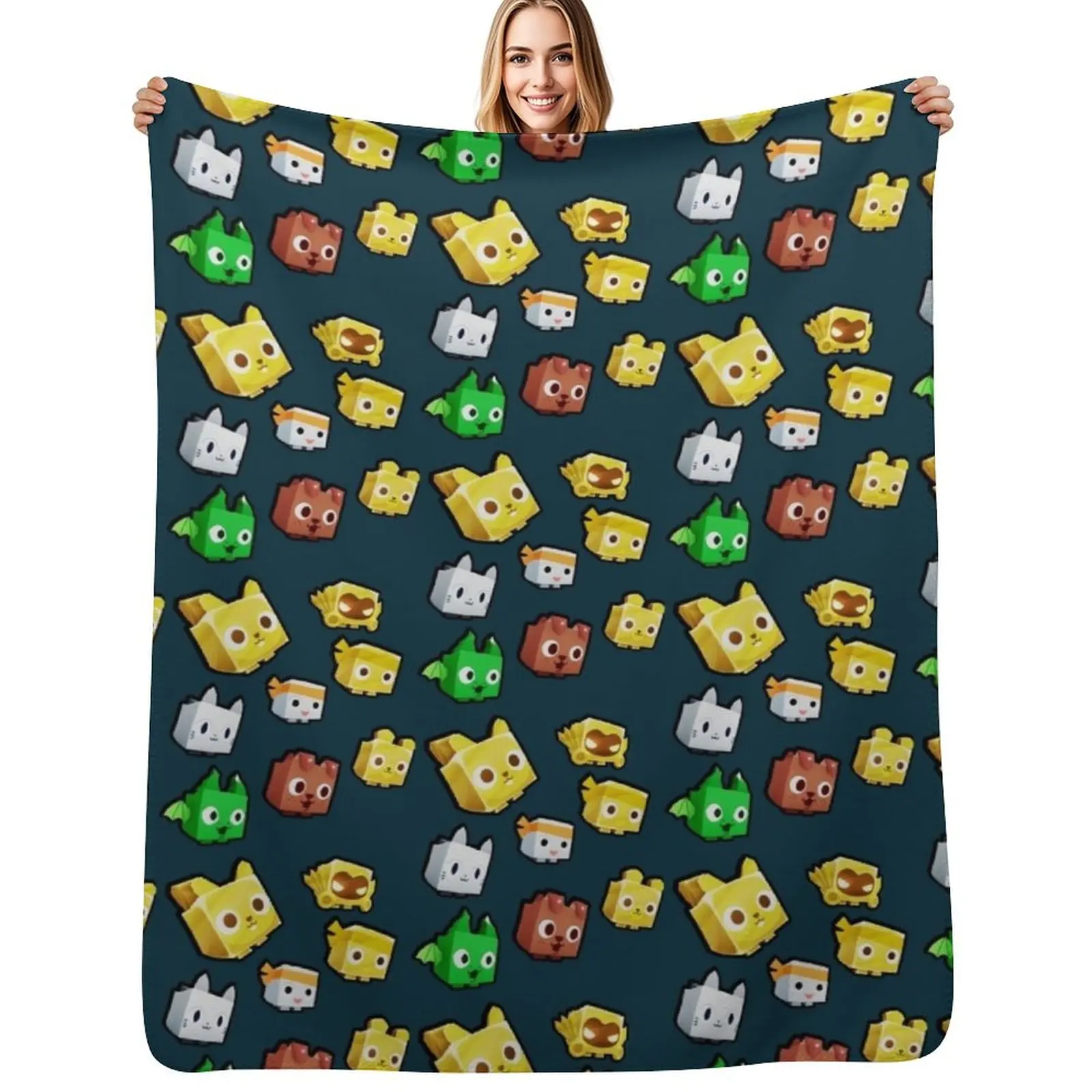 pet simulator characters Throw Blanket Sofa Throw bed plaid Thins Heavy Sofa Quilt Vintage Blankets