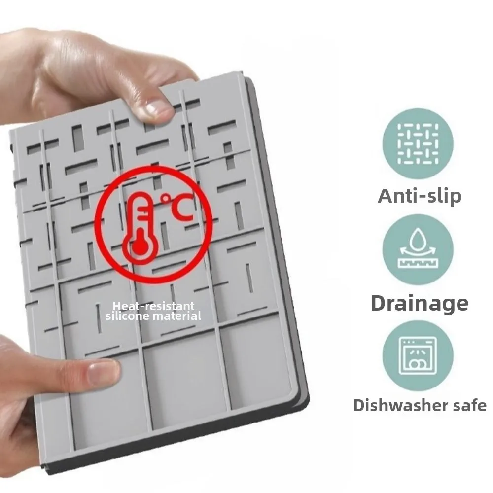 

Heat Insulation Silicone Drainage Mat Heat Resistant Silicone Material Kitchen Drain Pad Drainage Function Slope Design