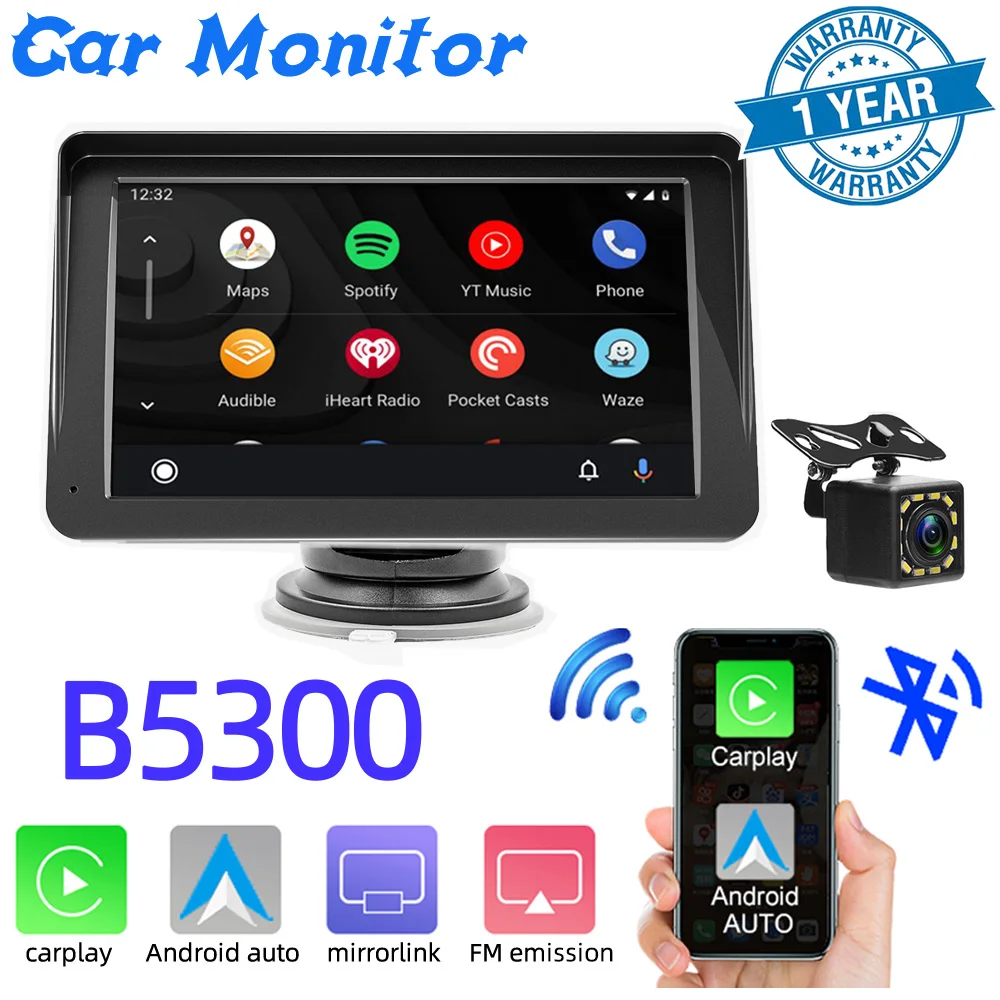 

Wireless Carplay Monitor Car Multimedia Player Car MP5 Player 7" Portable Wireless Carplay Android Auto Airplay Bluetooth