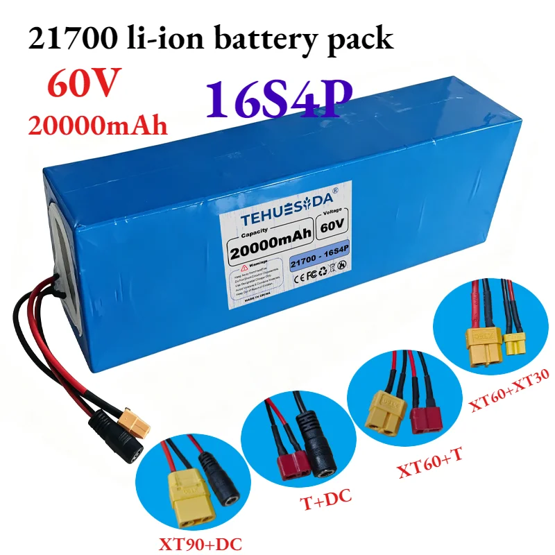 60V 20Ah 21700 Battery Pack 16S4P 1800W – 67.2V High-Power for Motorcycle/Tricycle/Solar, Smart BMS Included