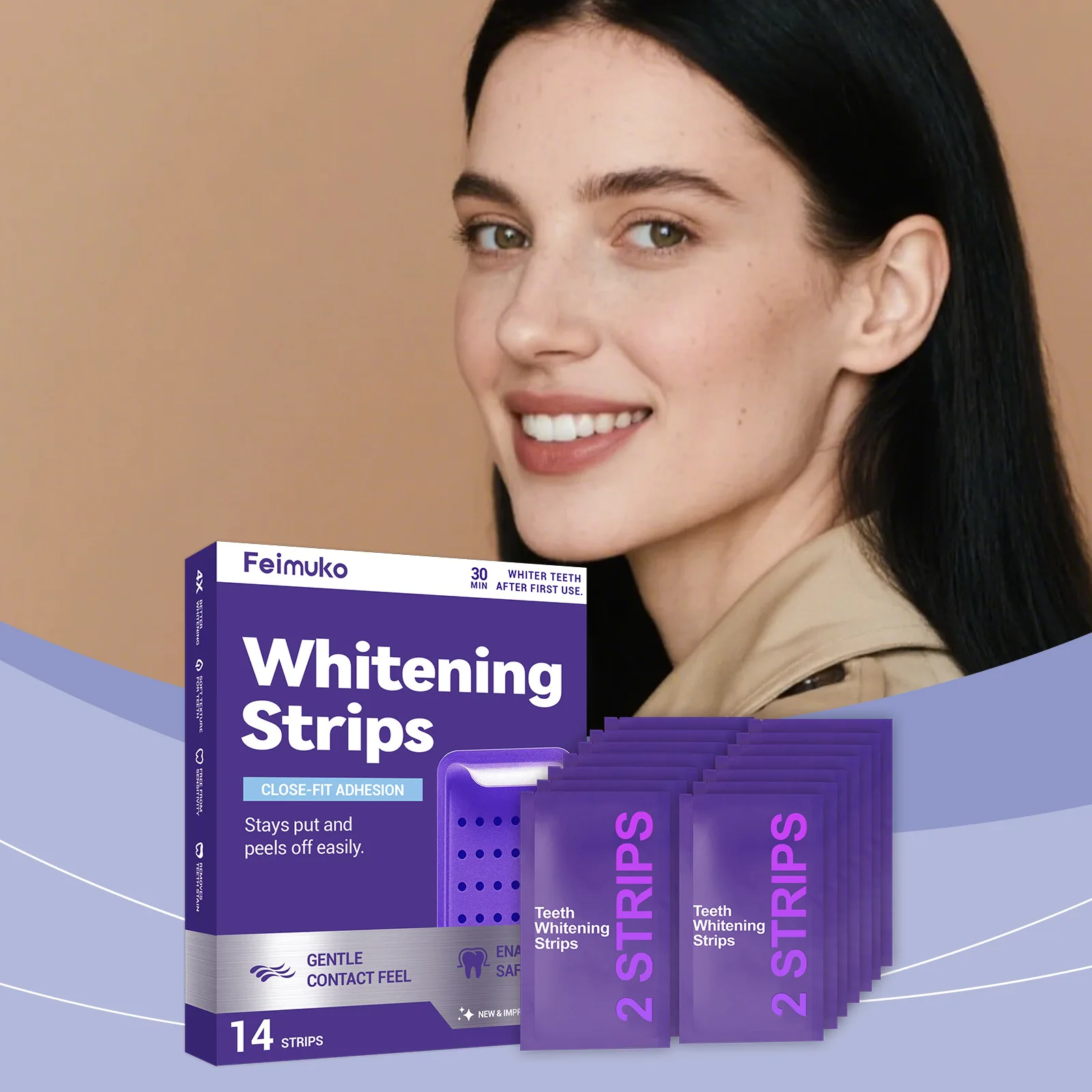 5pcs Premium Teeth Brightening Strips 14Pcs Mint Purple Oral Deep Clean Portable Dentals Brightening Patches