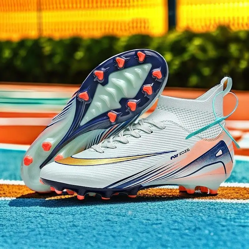 

Men's Football Shoes High Top Football Boots Outdoor Lawn Football Training Shoes Comfortable Breathable Sizes 32-46