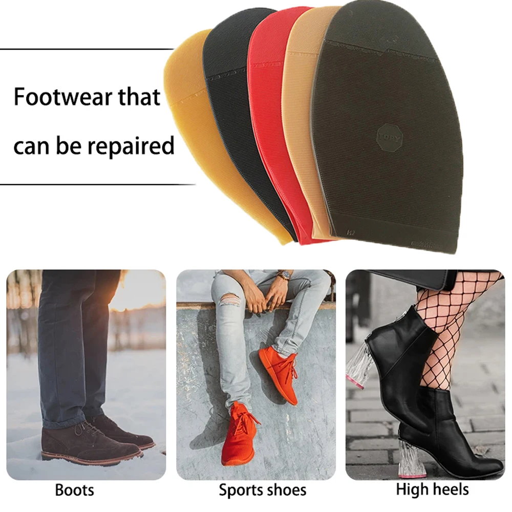 1Pair Rubber Shoes Sole For Men Women Shoe Forefoot Pads Replacement Outsoles Anti-slip Wear Resistant Business Shoes Heel Sole