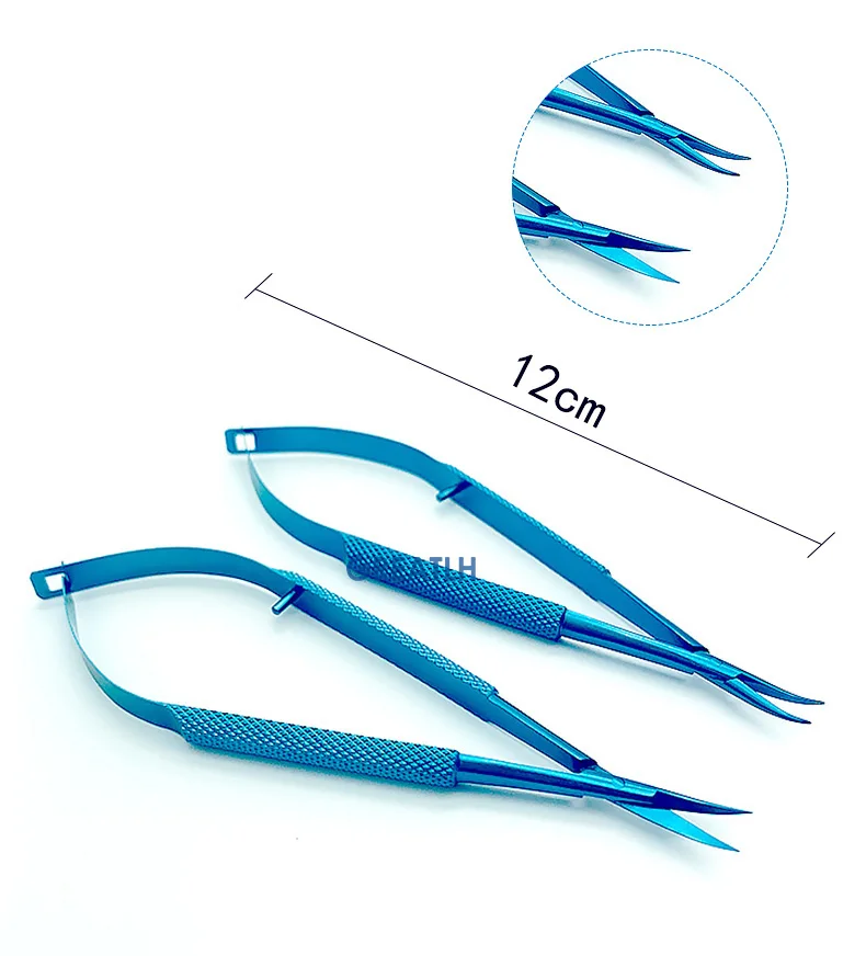 Ophthalmic Tool Set Titanium Curved Forceps Needle Holder Scissor Sterilization Tray Case Ophthalmic Surgery Instruments 4pcs