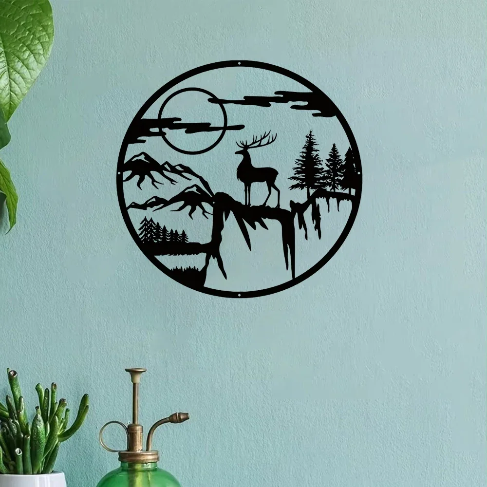 CIFBUY Metal Wall Art Deer Hunter Iron Hanging Sign Sculpture Ornament Home DecorModern Living Room Bedroom  Outdoor Present