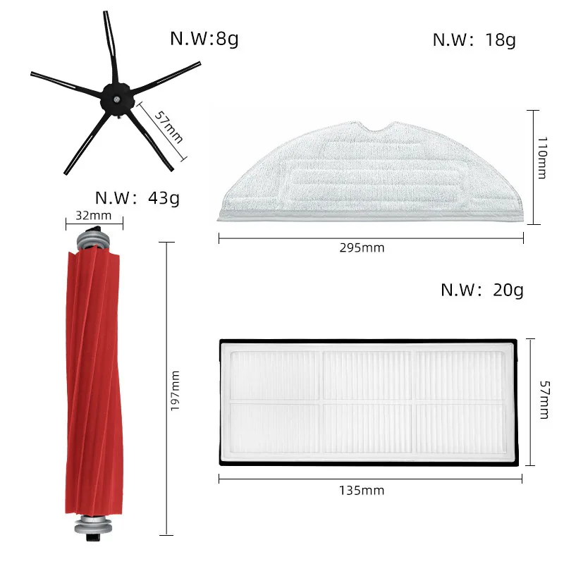 Für roborock t8plus/s7 maxv plus/s7 maxv ultra/g10s pro staubsauger hauptseite reinigungs bürste hepa filter staubbeutel mops