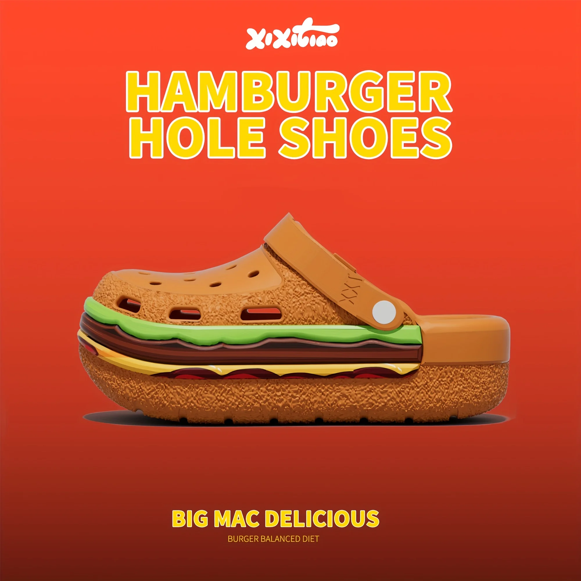 Women Summer funny Burger Platform Slides Food Design Chunky Thick Sole Clogs Breathable Hollow Casual Beach Sandals Slippers image 4