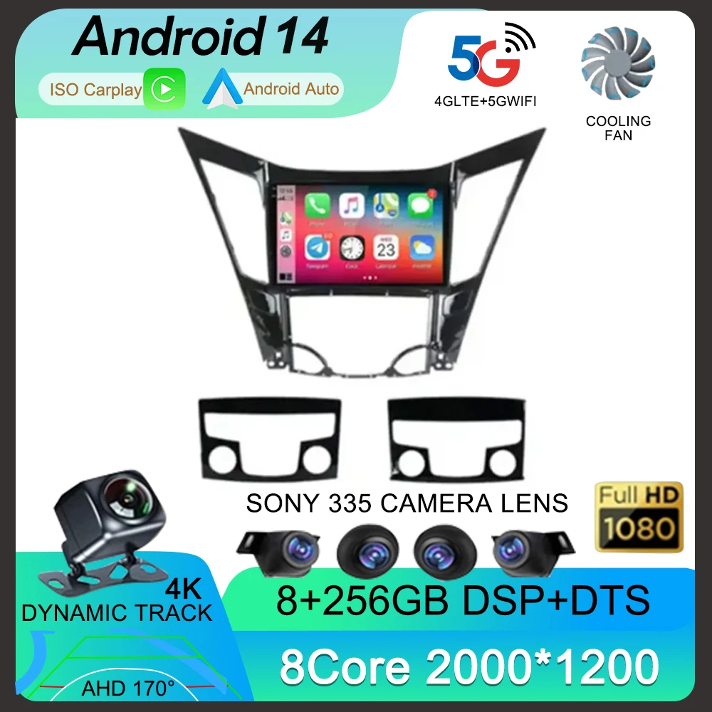 Auto Android 14 For HYUNDAI SONATA 6 YF I40 I45 2011-2015 Multimedia 9 Inch CarPlay Screen BT Car Radio 5G Wifi NO DVD 