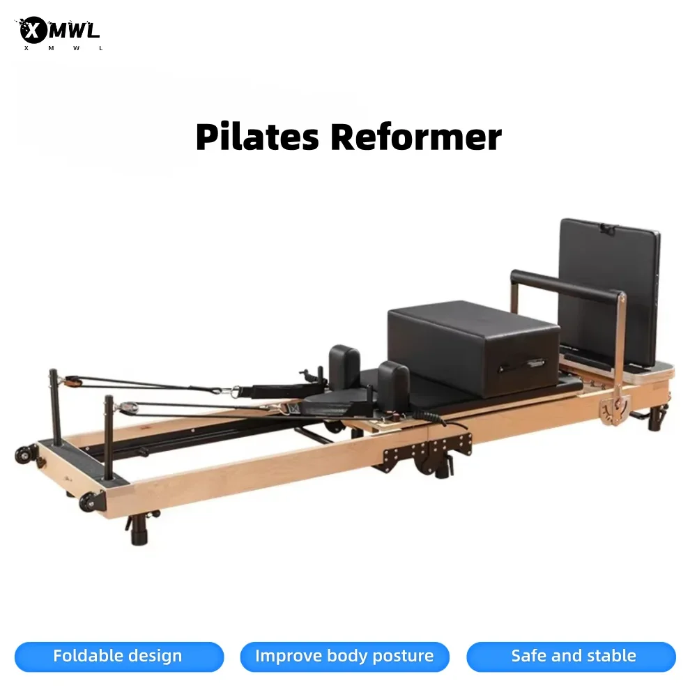 Reformer de Pilates Comercial para el Hogar, Reformer de Pilates Negro, Reformer de Pilates Plegable, Reformer de Pilates para Rehabilitación, Entrenamiento, Moldeamiento Corporal y Yoga