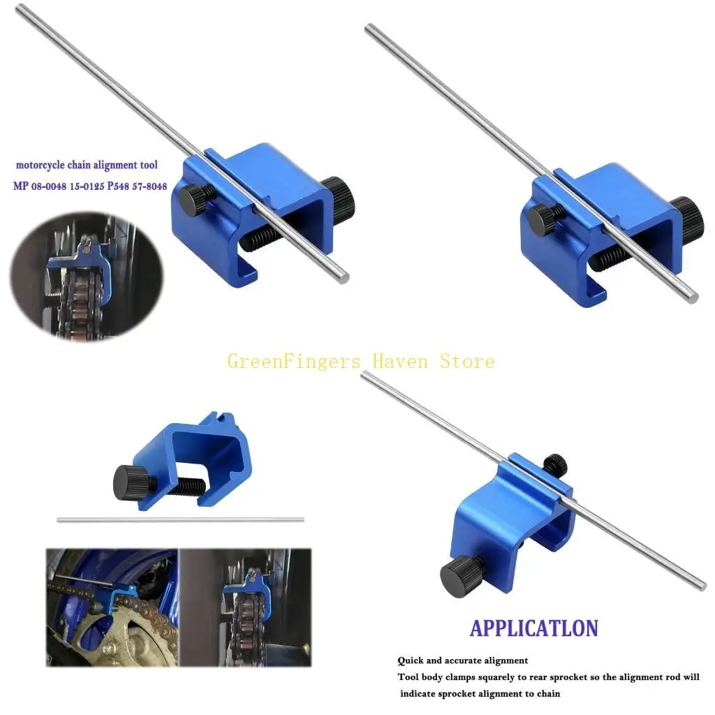 

F68D Metal Material Blue Universal Chain Alignment Tool for Motorcycle Bike Sprocket Sport Dirt Bike ATV Scoote Blue