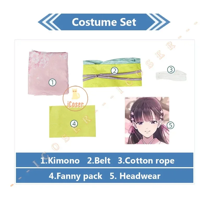 أزياء أنيمي زواجتي السعيدة ميو سايموري التأثيرية أزياء كيمونو الوردي فستان الزي 3P78YBT0 أغطية الرأس الملابس اليابانية Hallowe