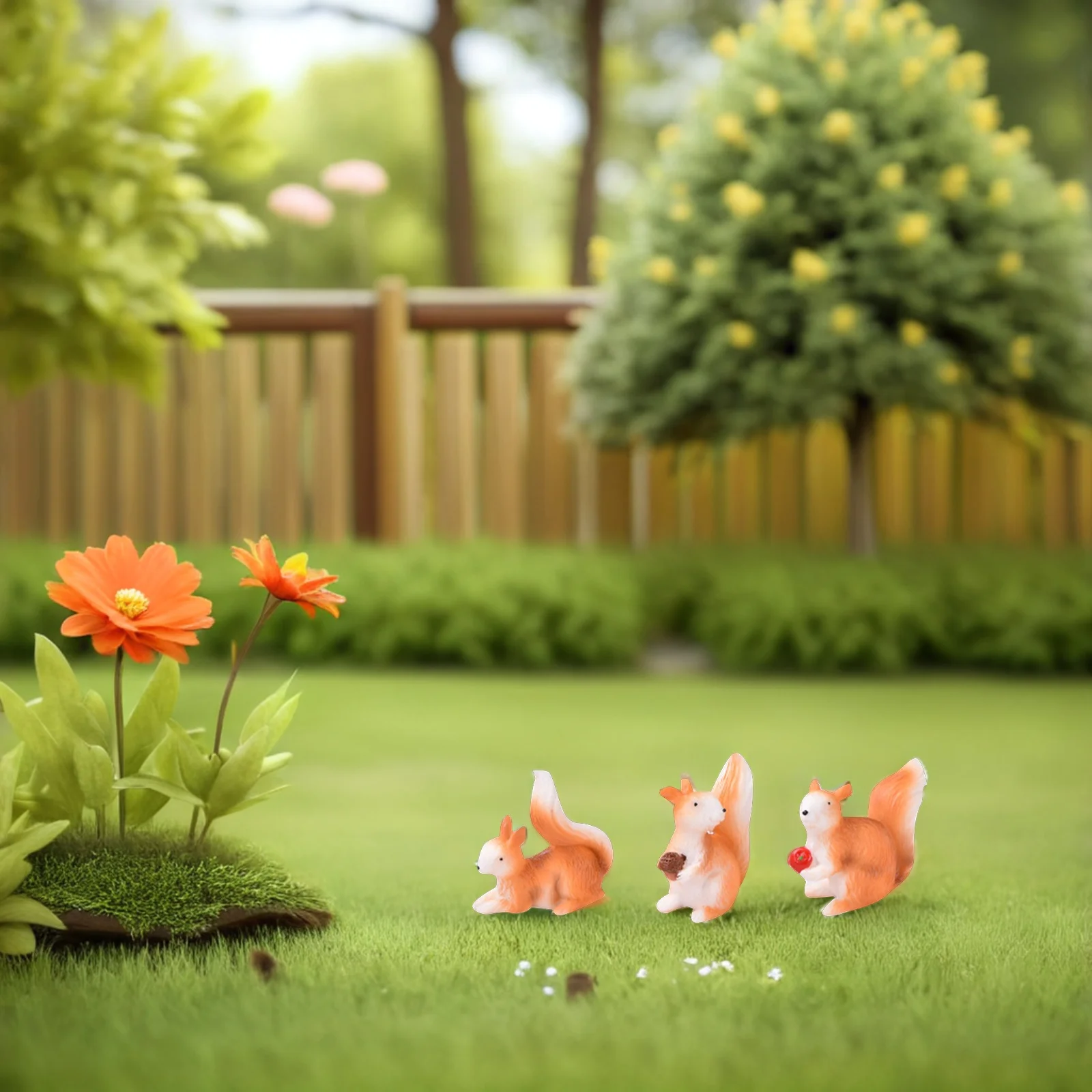 

8Pcs Squirrel Miniature Figurines Resin Landscape Adornments Durable Meticulously Painted Vibrant Office Decoration