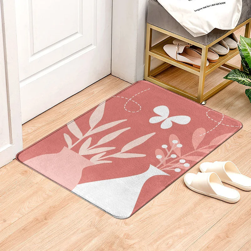 

Nordic Abstract Plant Mat Morandi Color Non-slip Door Mat Bedroom Bedside Carpet Cafe Decoration multi-size