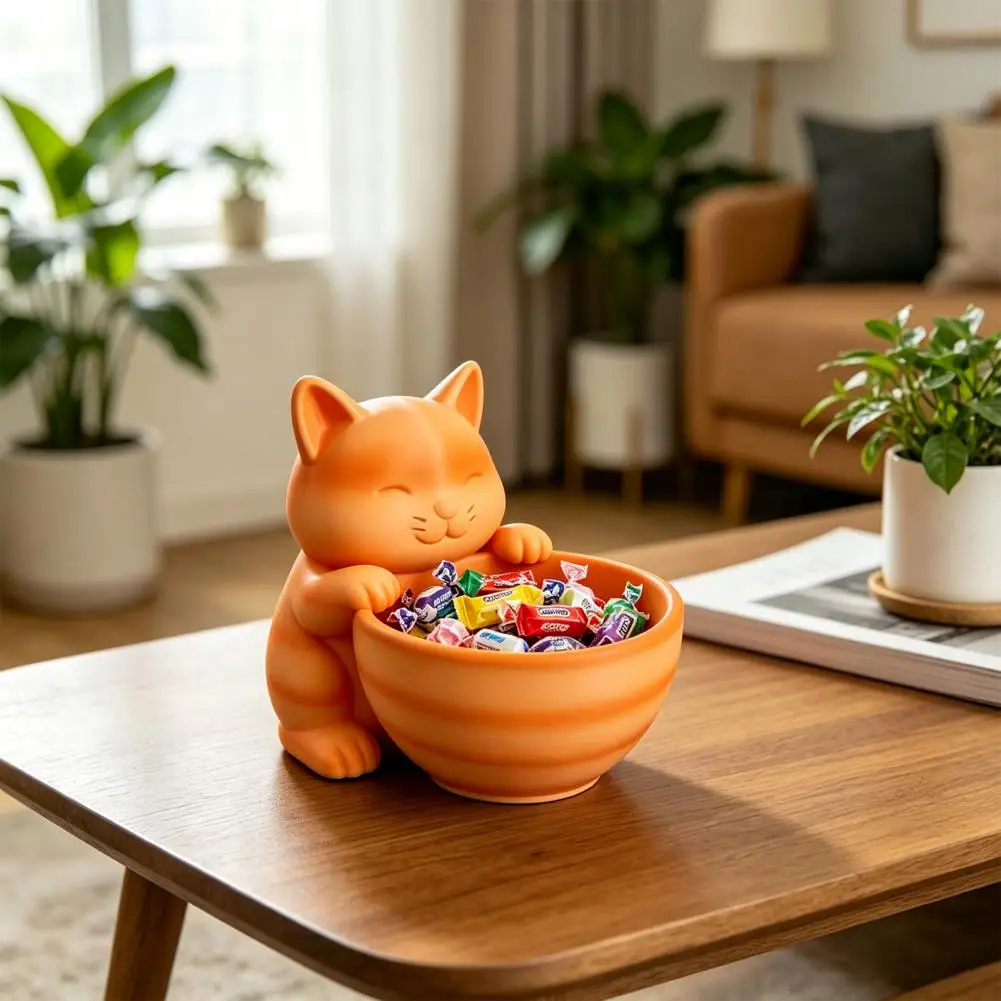 Cat Storage Ornament Cat Shape Desktop Organizer Box Capacity 3d Printed Storage Container Multi-functional Bowl for Snacks