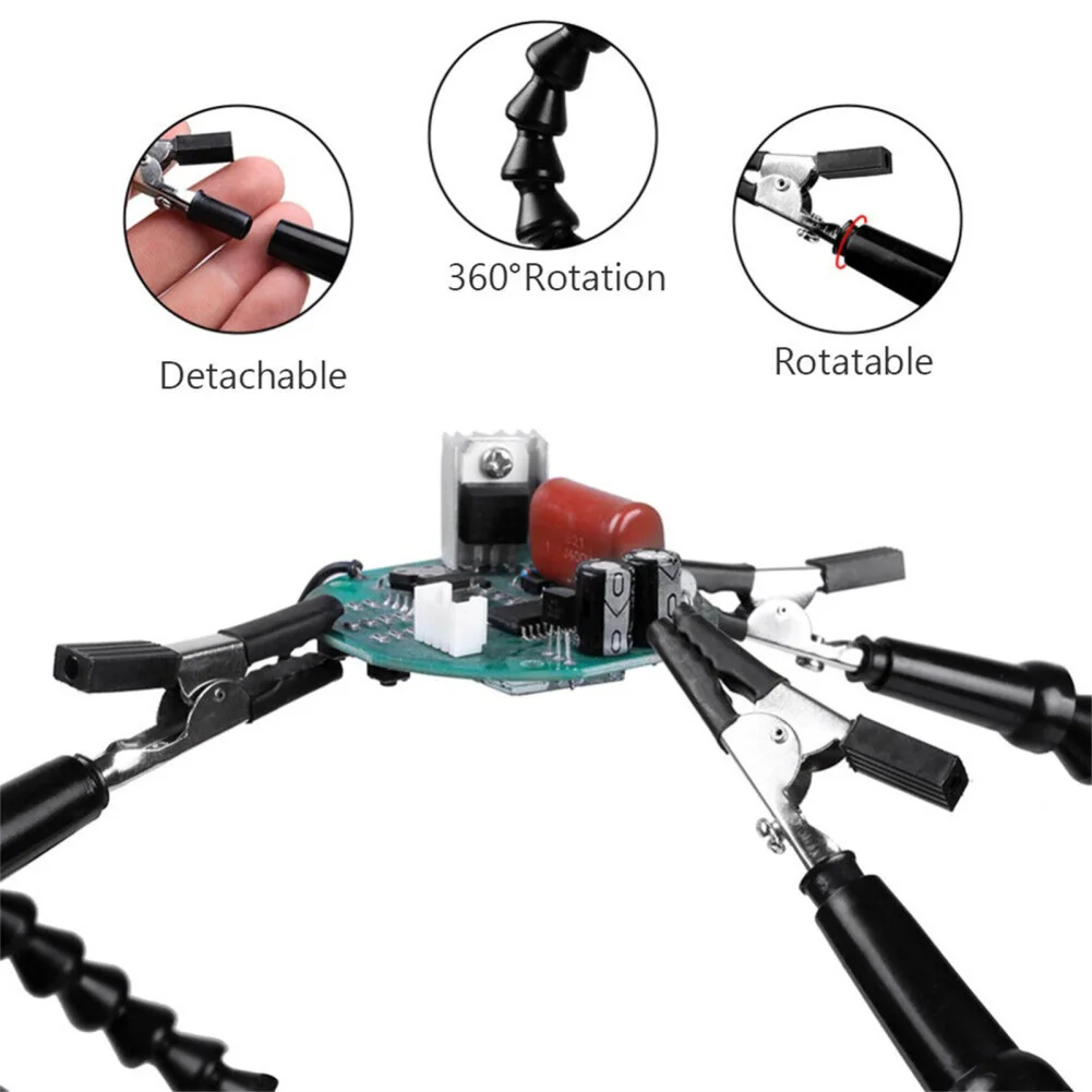 Multi Soldering Helping Hand Tool Table Clip Third Hand Soldering Stand Welding PCB Holder Flexible Arm Soldering Tool 11.8 Inch