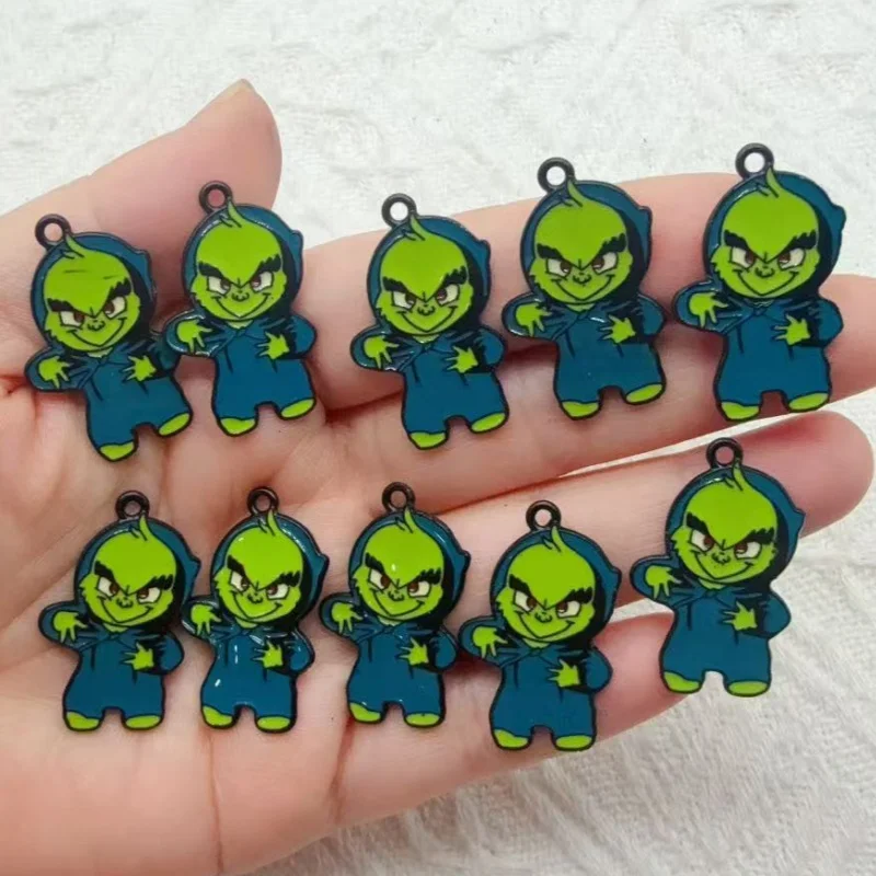 Pendentif de Noël en alliage, motif dessin animé, 10 pièces, pour la fabrication de bijoux DIY, boucles d'oreilles, porte-clés, accessoires
