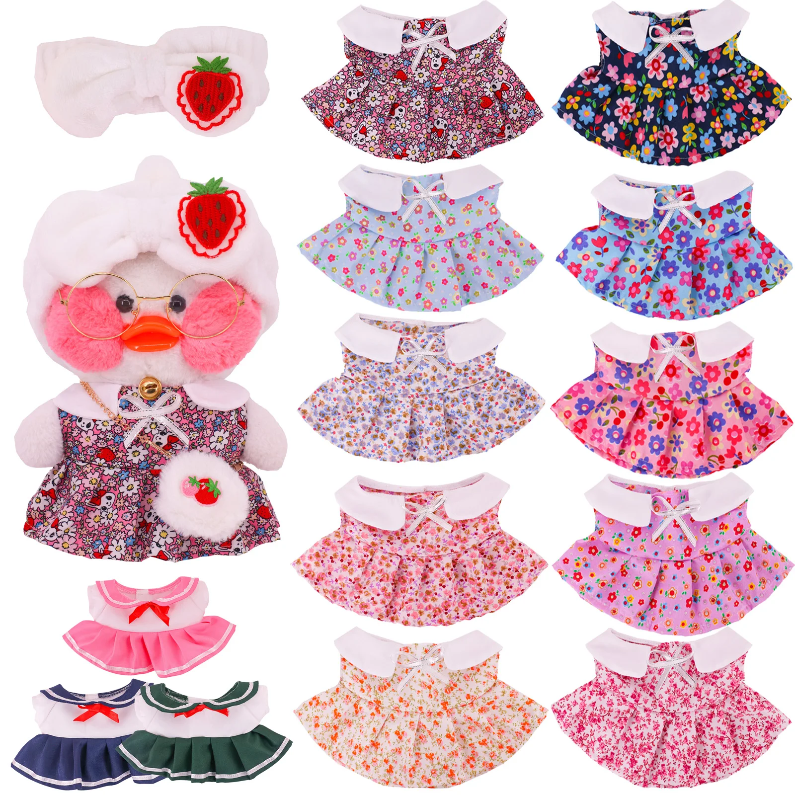 

Clothes For Duck 30Cm Cafe Lalafafan Clothes&Glasses Duck Student Clothes&Floral Dress For 20-30Cm Doll Assessories Girl's Gift