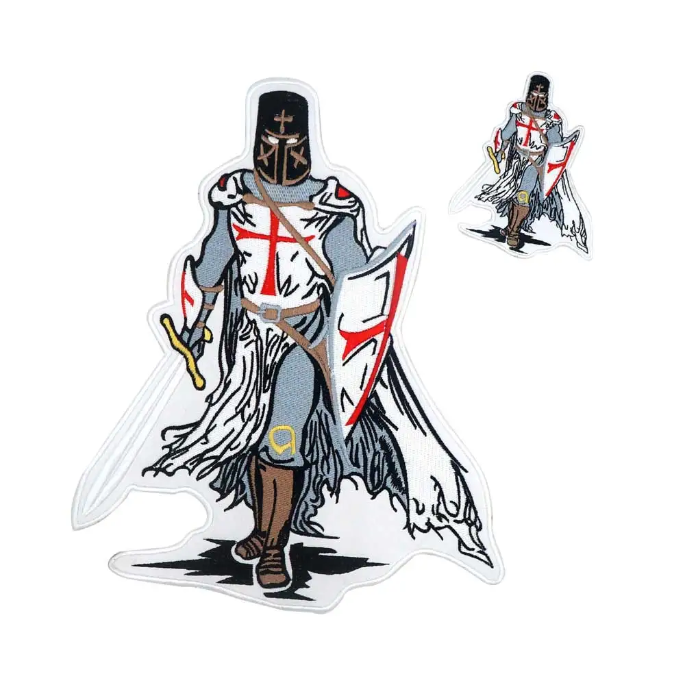 Crusader Knights Templar Large Embroidery Motorcycle Biker Badge Cloth Leather Jacket Decoration Back High-grade Iron-On