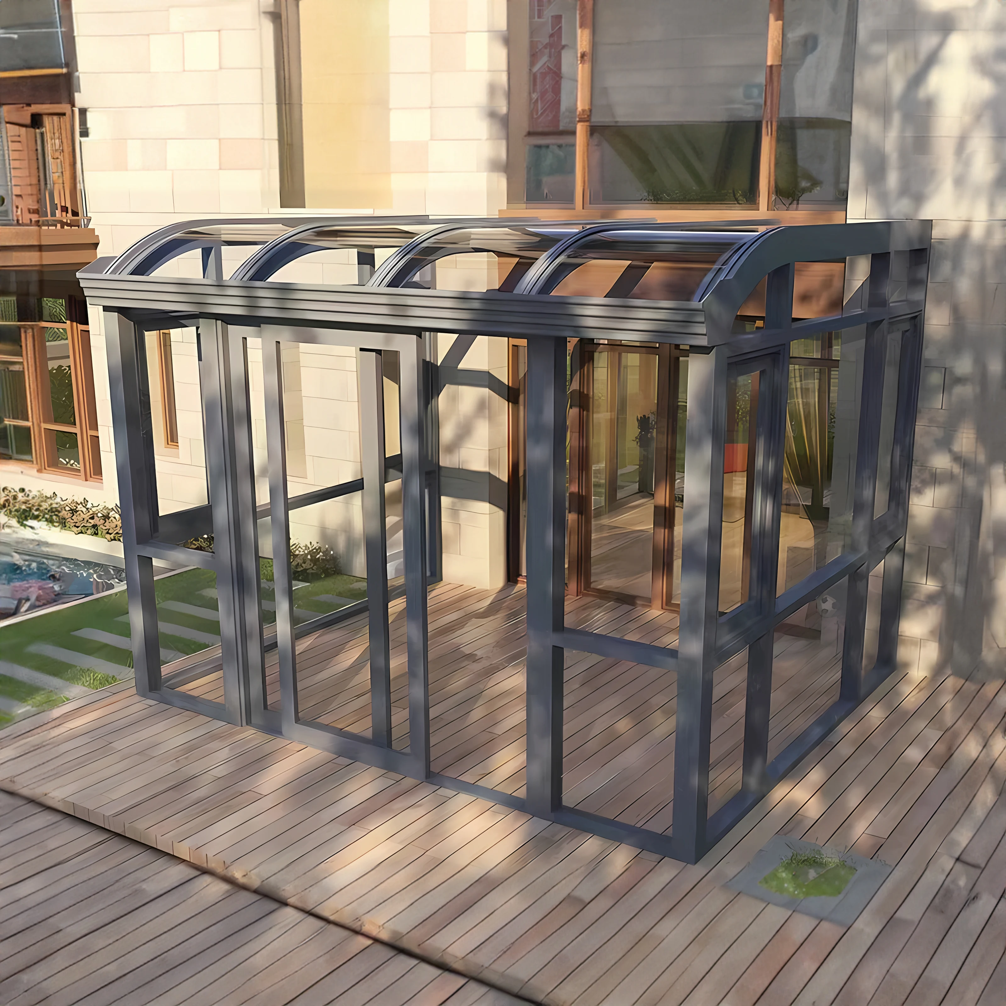 4 Season Sliding Sunroom Glass House for Garden Patio Balcony Conservatory Wintergarten sunroom