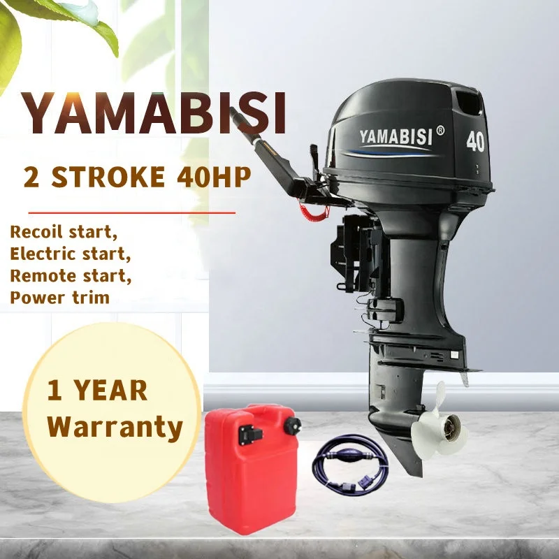 YAMABISI Long Shaft Outboard Motor 40HP 2 Stroke Engine Manual Boat Moter Tiller/remote Control