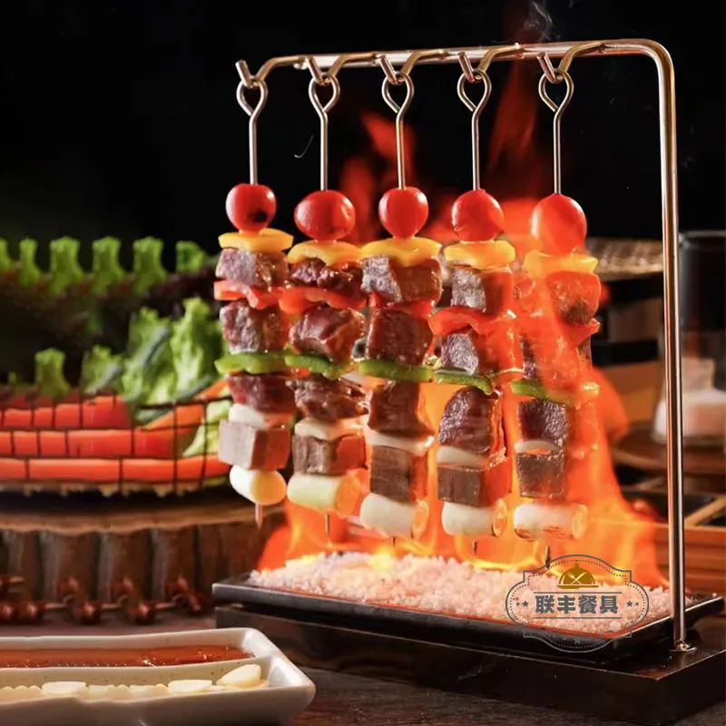 Restaurant creative artistic conception tableware Western food kebabs plate Italian food skewers plate Stainless steel skewers