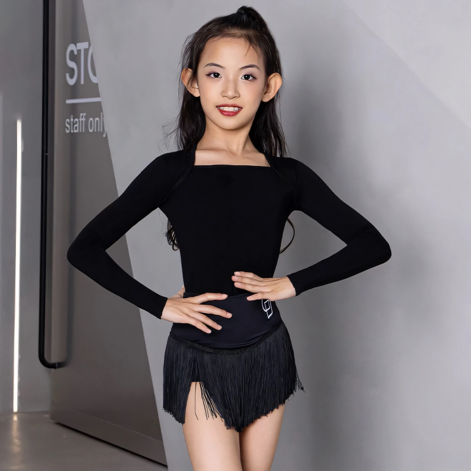 costume-de-danse-latine-personnalise-pour-femmes-et-filles-adultes-ensemble-d'entrainement-avec-manches-longues-glands-jupes-courtes-robe-d'entrainement-a-franges