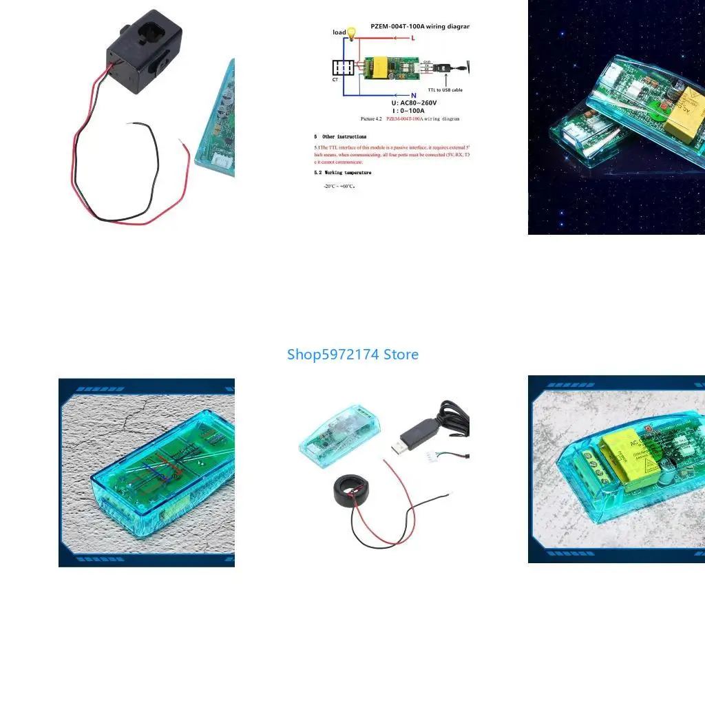 Y3NB PZEM-004T Communication Module TTL Modbus-RTU AC Single Phase100A High