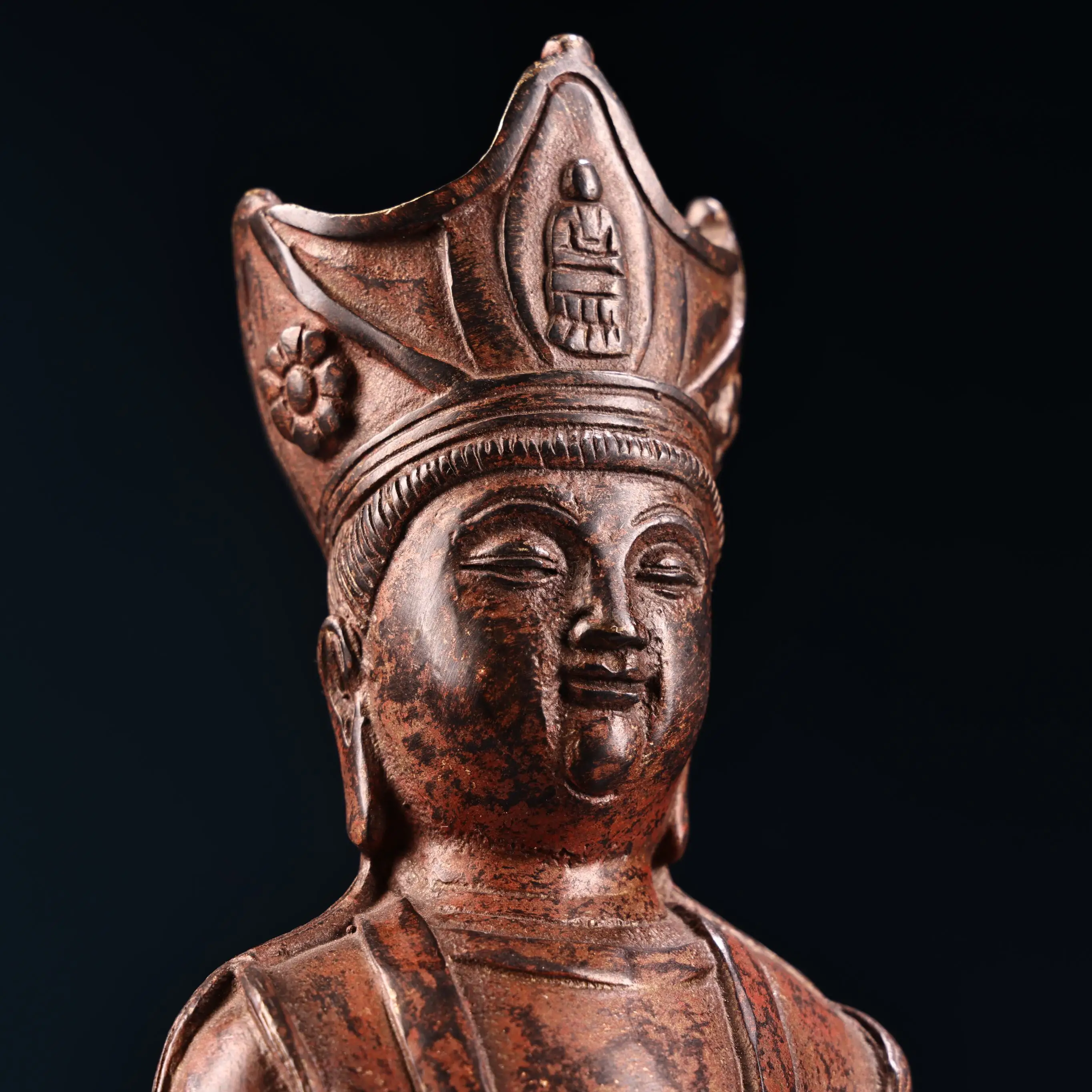 13 "مجموعة معبد التبت البرونزية القديمة المذهبة الزنجفر عالية الإغاثة شمال وي بوذا مقعد بوذا أميتابها قاعة العبادة