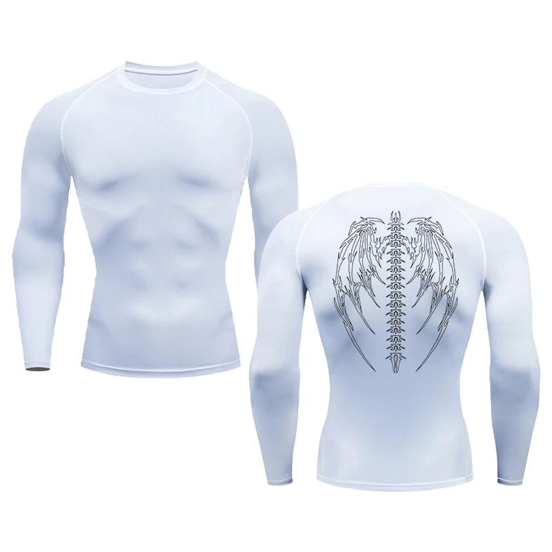 Men pattern Print Running Compression Long Sleeves Sport T-shirt Gym Fitness Sweatshirt Male Jogging Tracksuit Athletic Tops