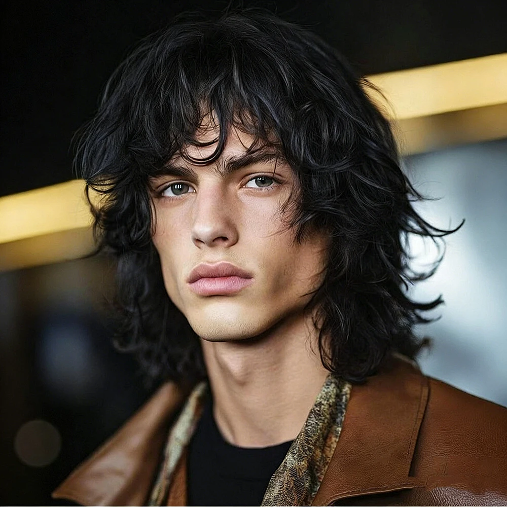 Peruca Curta de 8 Polegadas com Corte Pixie e Franja para Homens, Peruca de Cabelo Humano Liso com Rabo de Lobo, Fabricada à Máquina Bazilian Hari