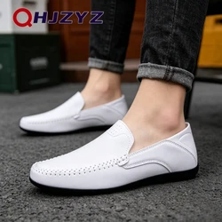 Luxury Leather Men Shoes Casual 2026 Italian Soft Men Loafers Handmade Moccasins Breathable Slip on Boat Shoes Zapatos Hombre