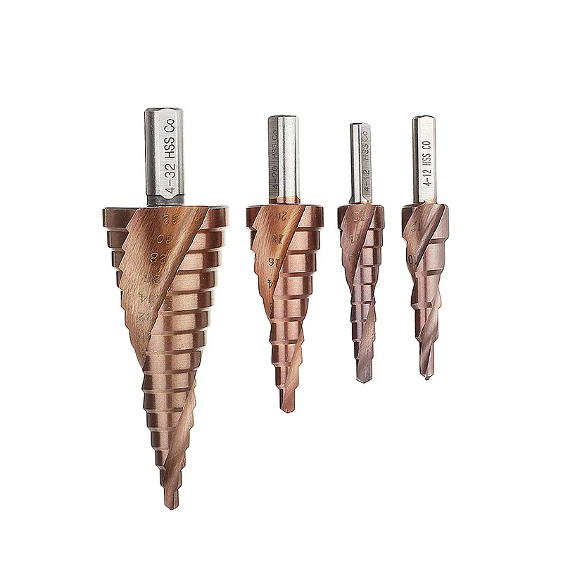 M35 Cobalt Step Drill Triangular Handle Pagoda Drill High Hardness Strength Drill Bit Hole Opener Woodworking Tools